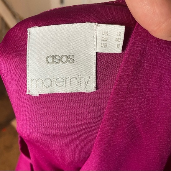 ASOS Maternity Pink Cinched Waist Midi Dress Size 8 - Picture 4 of 5